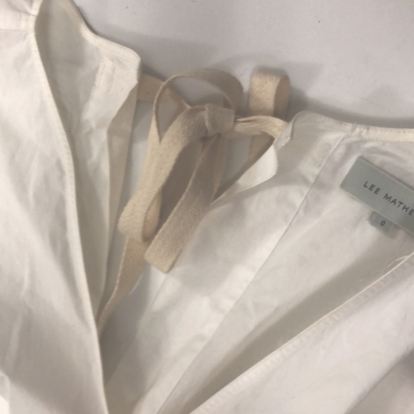 Lee Mathews 0 Dress White Cotton Long Sleeve Open Back Pockets Long Excellent - Picture 3 of 12